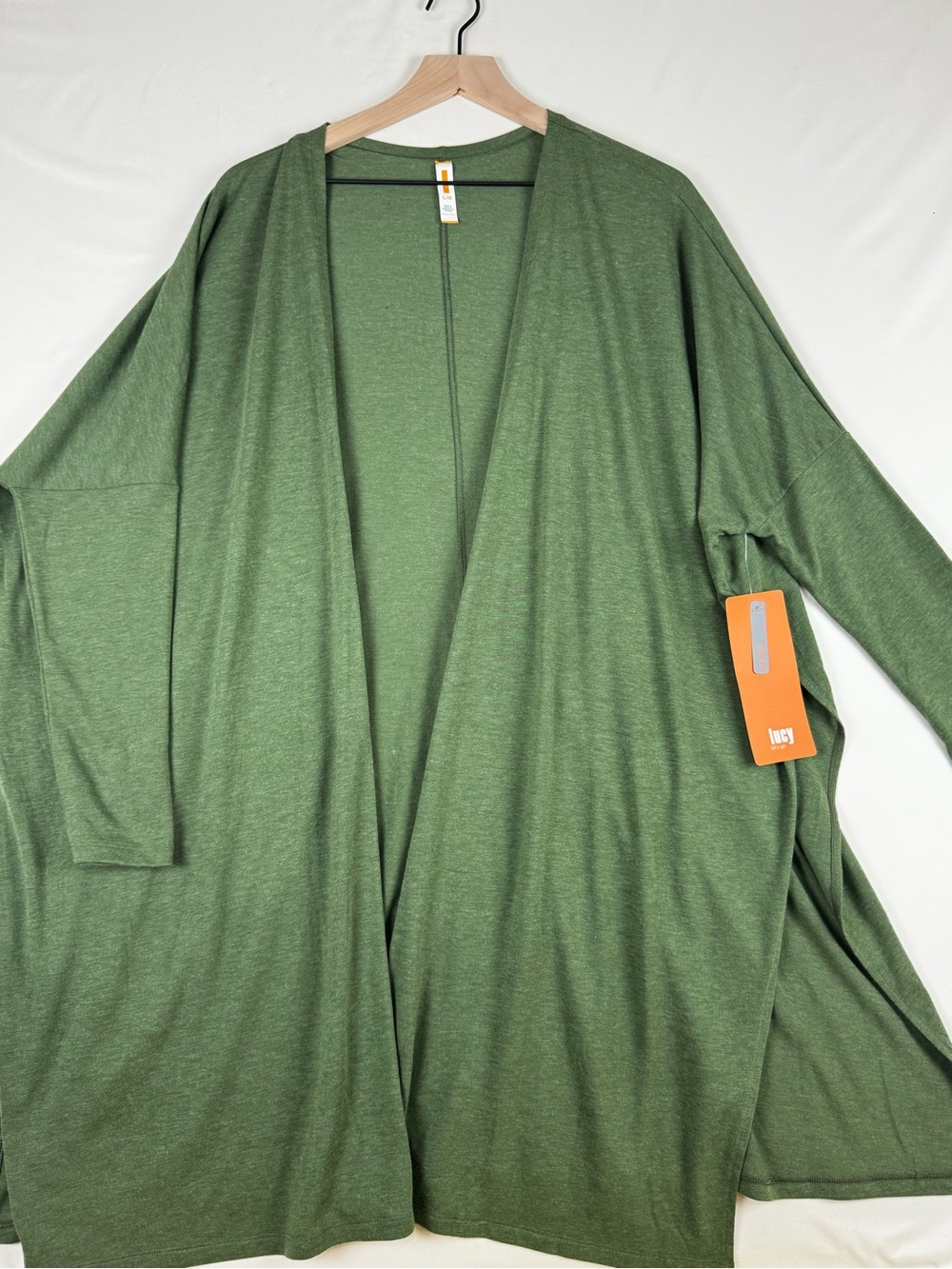 Lucy Green Open Front Long Cardigan Duster Lightweight NWT Women’s L/XL